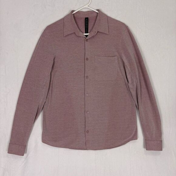 Lululemon Heathered Red/Pink Soft Knit Button Front Collared Long Sleeve Dress S - Picture 1 of 12